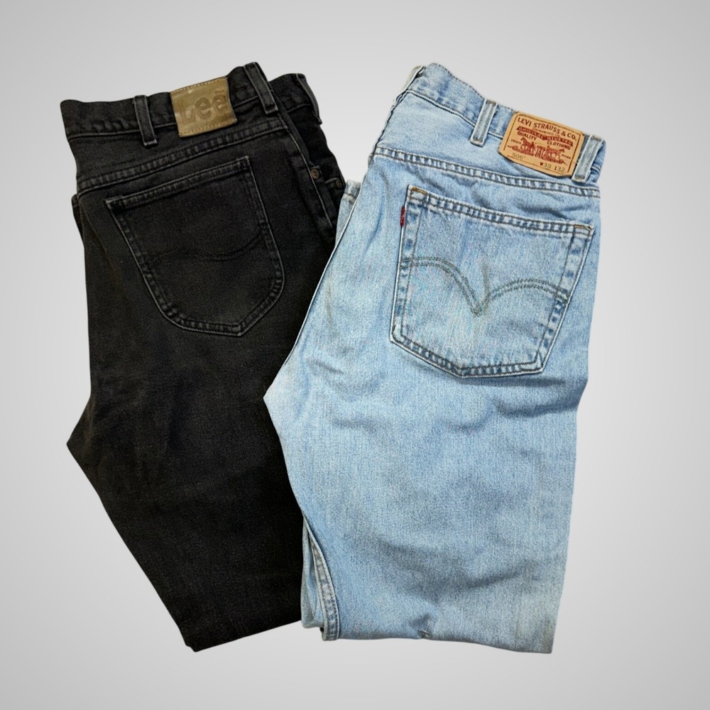 Levi's Lee Jeans Bundle Mens 38x32 Light Blue Faded Black Good 505 Regular Fit